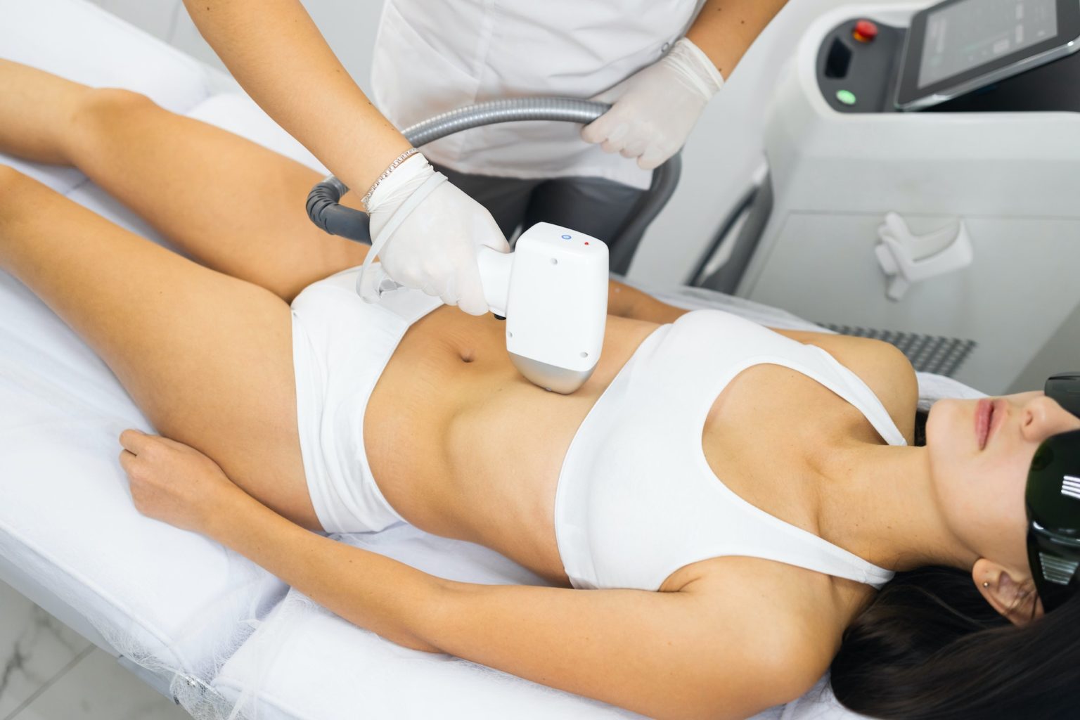 Woman on laser hair removal procedure